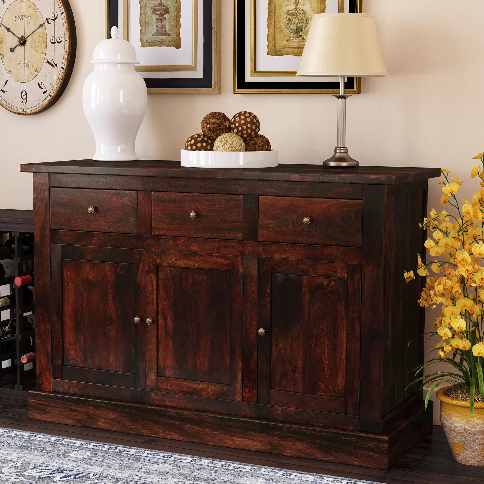 Maharani Dark Wood Large Sideboard Verty Furniture