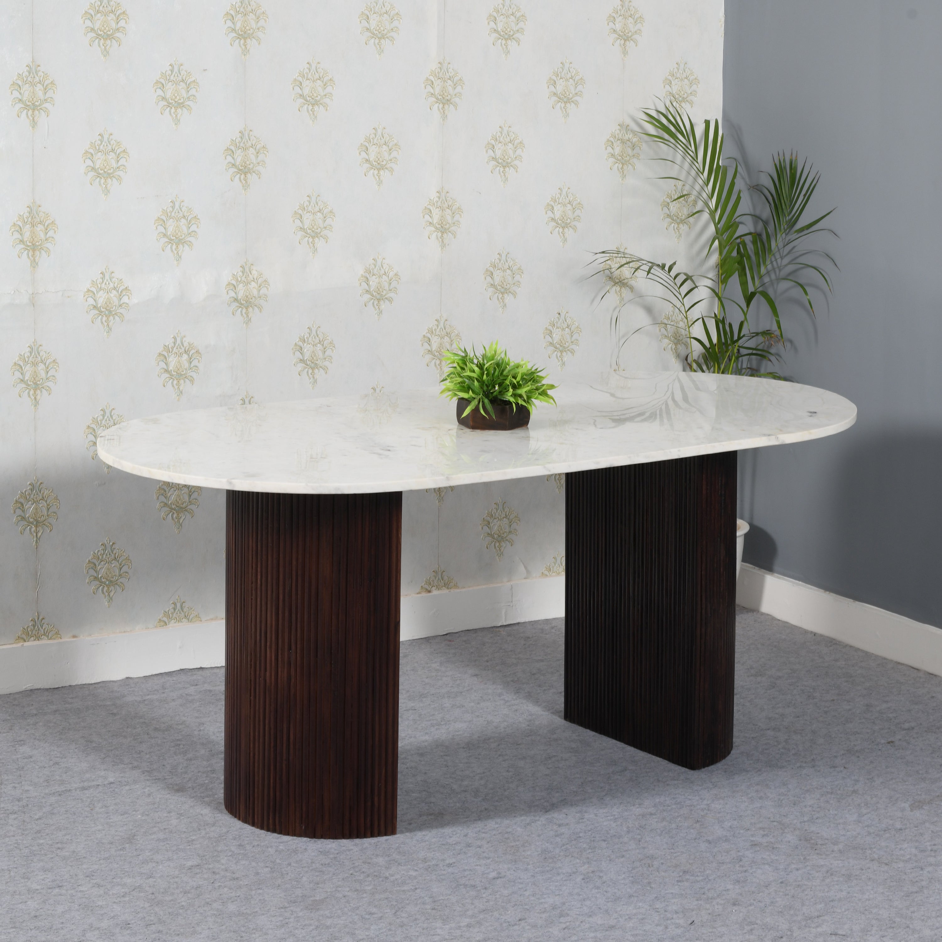 Luxor Mango Wood Dining Table 170Cm With Marble Top - Verty Furniture