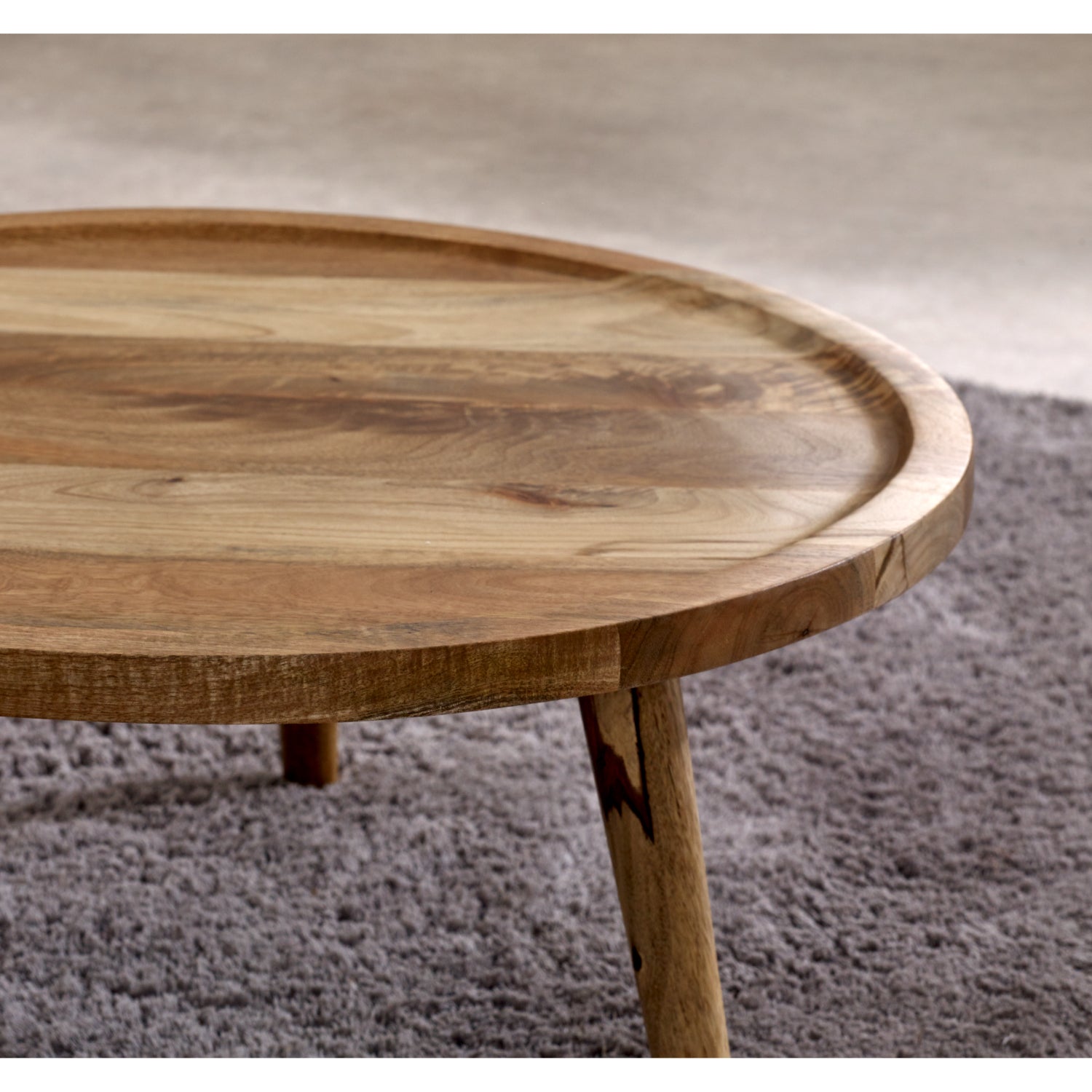 Marlow Light Mango Wood Round Coffee Table - Verty Furniture