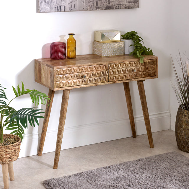 Marlow Light Mango Wood Console Table with 2 Drawers - Verty Furniture