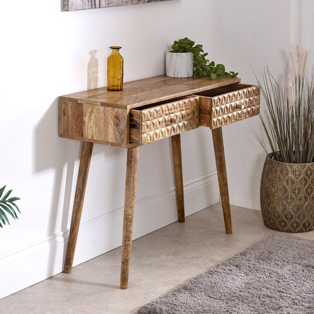 Marlow Light Mango Wood Console Table with 2 Drawers - Verty Furniture