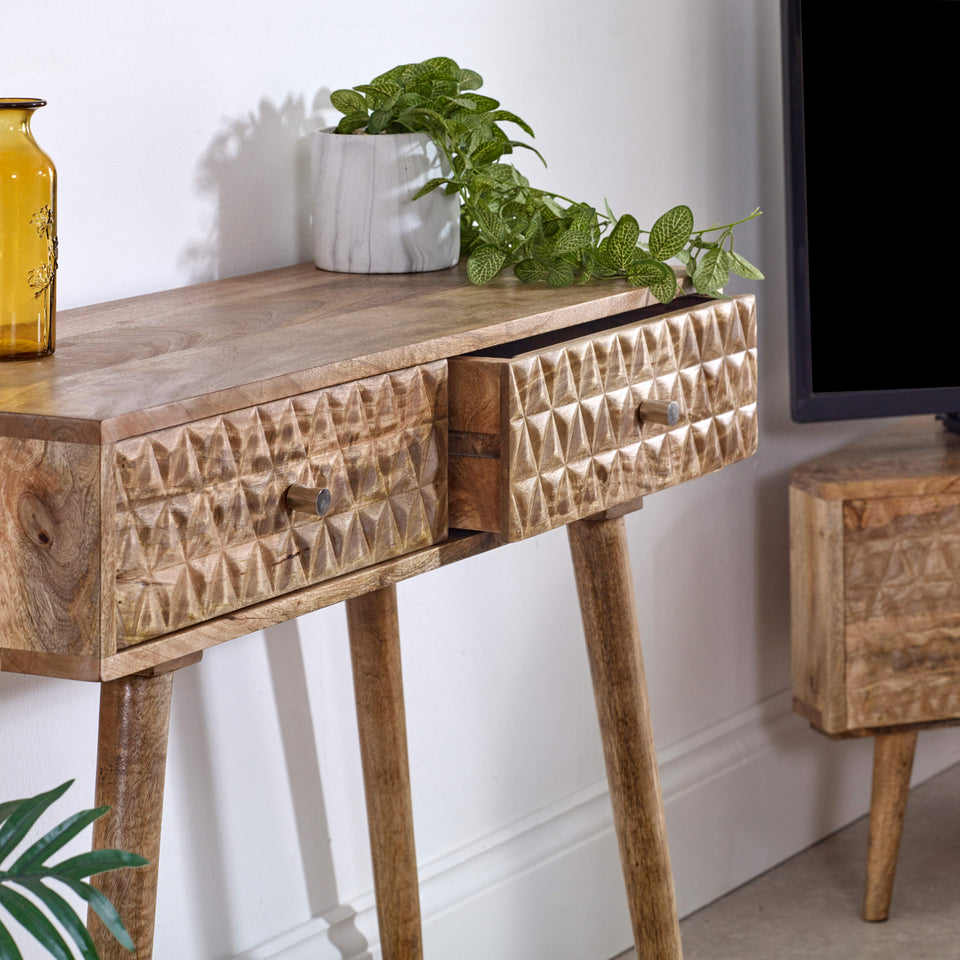 Marlow Light Mango Wood Console Table with 2 Drawers - Verty Furniture