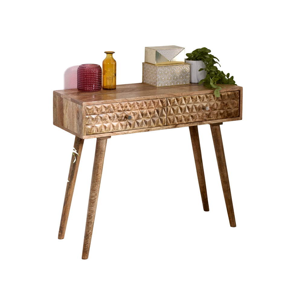 Marlow Light Mango Wood Console Table with 2 Drawers - Verty Furniture