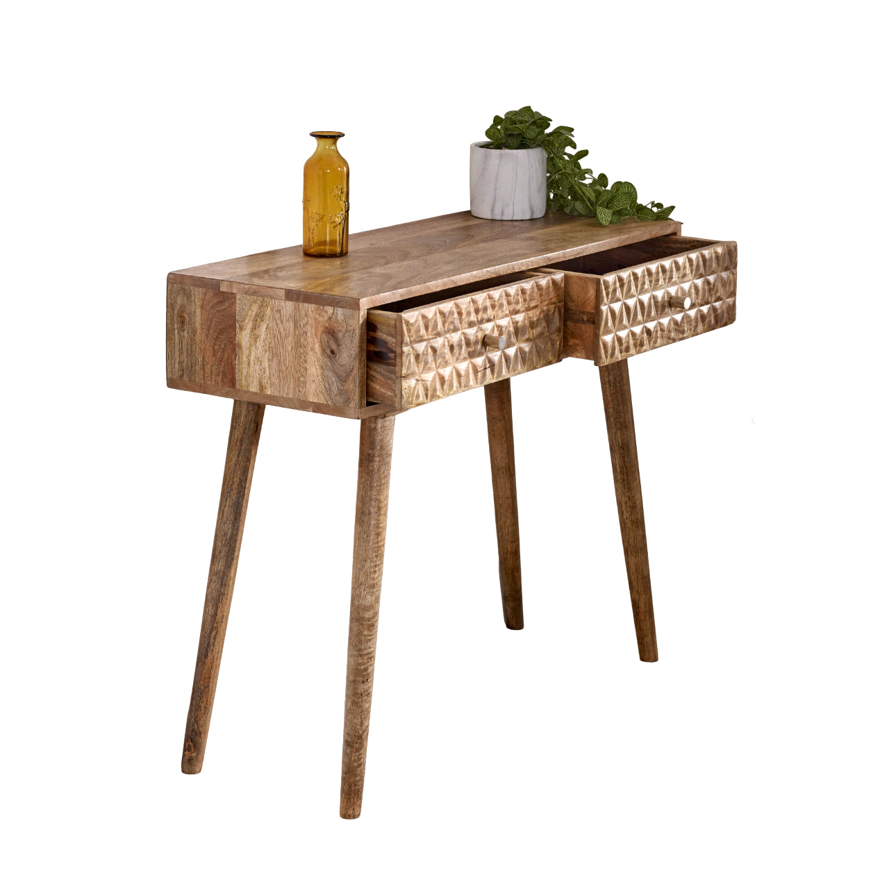Marlow Light Mango Wood Console Table with 2 Drawers - Verty Furniture