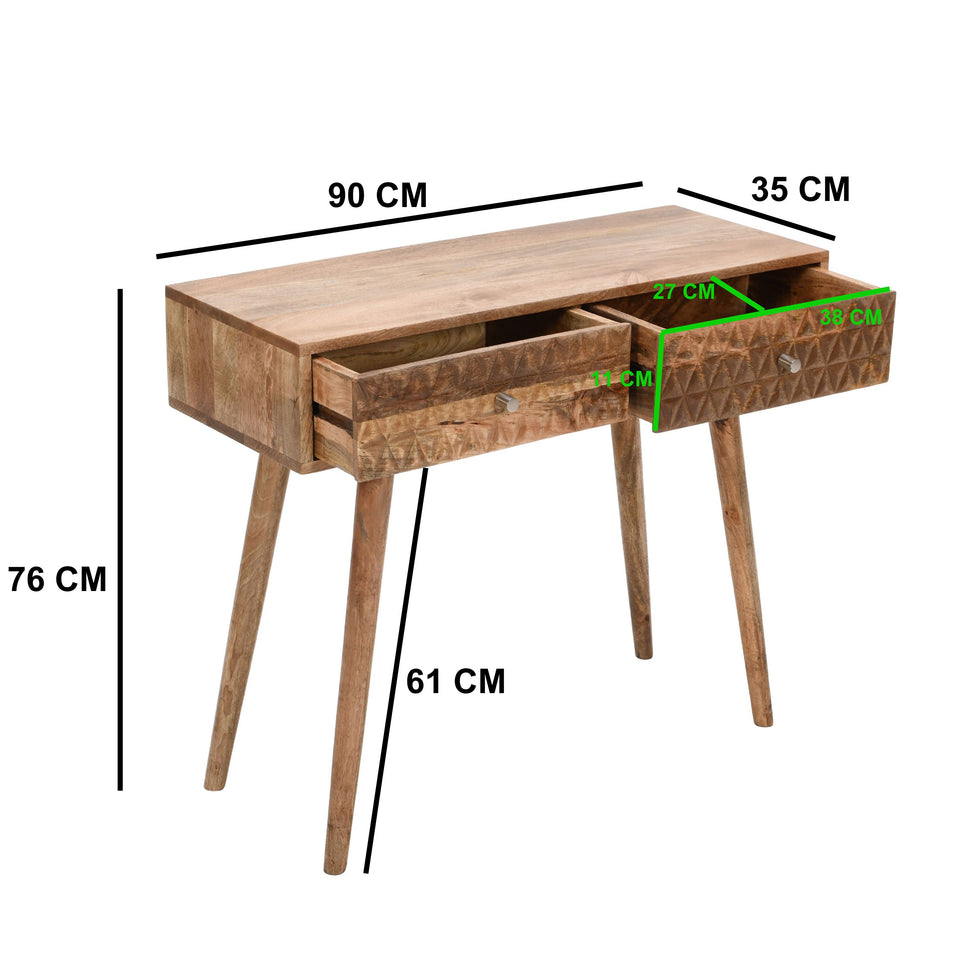 Marlow Light Mango Wood Console Table with 2 Drawers - Verty Furniture
